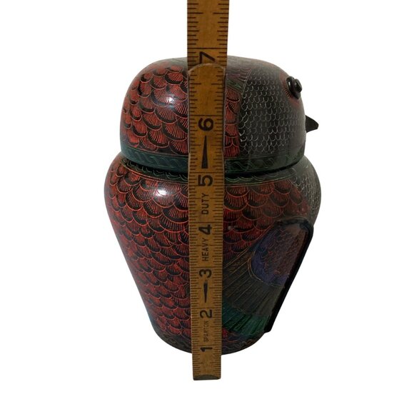 Vintage Burmese Lacquerware Lacquer Owl Box Container Jar - Picture 5 of 8